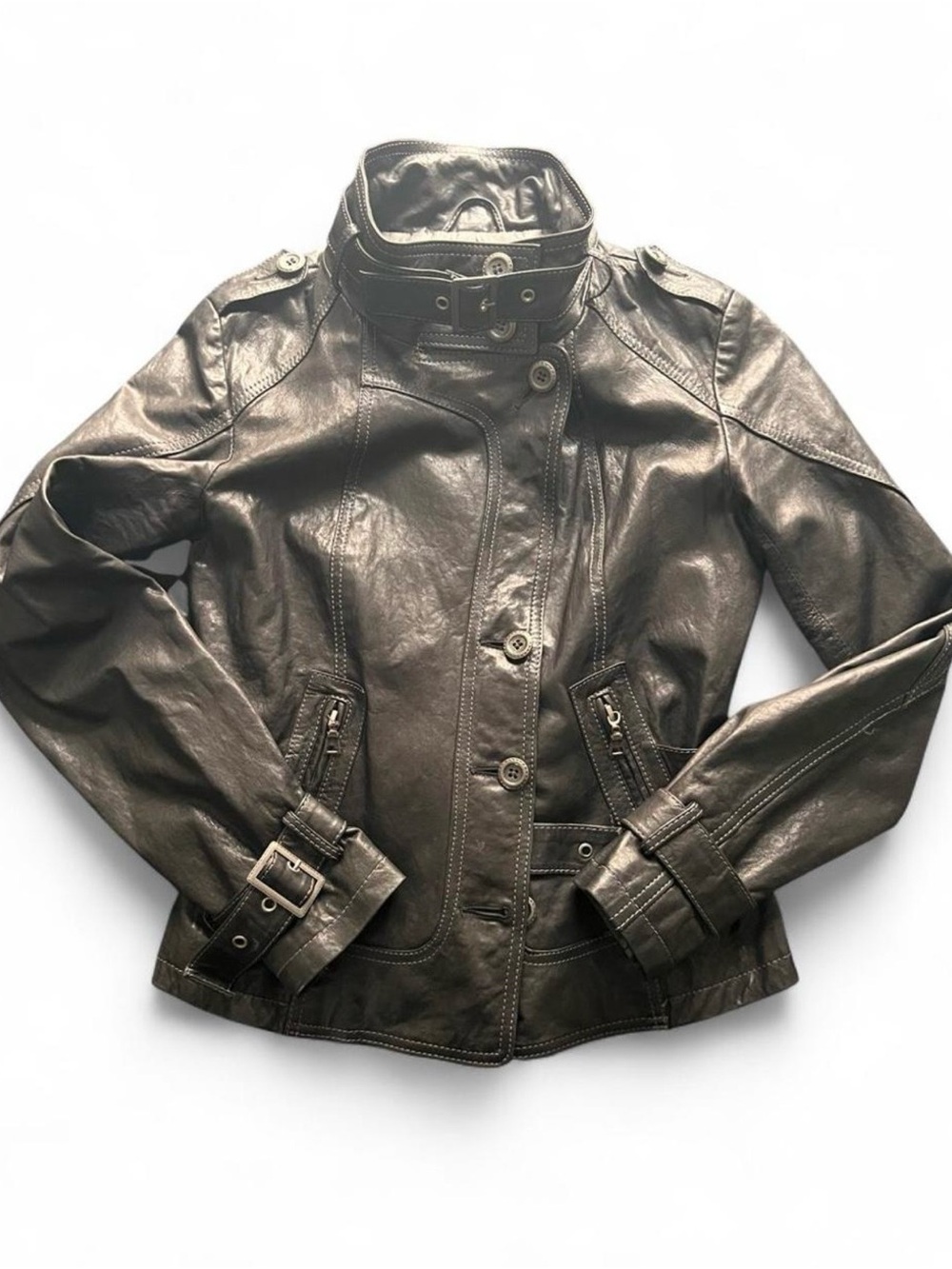 Danier Authentic Leather Moto Jacket - Black